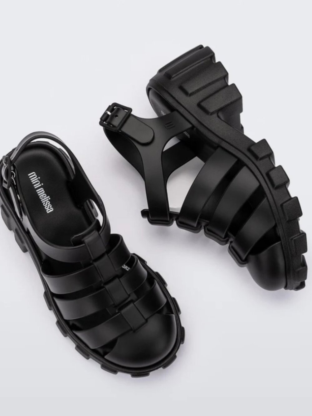 NWT Mini Melissa Megan Black Chunky T-Strap Platform Toddle Girl Sandal